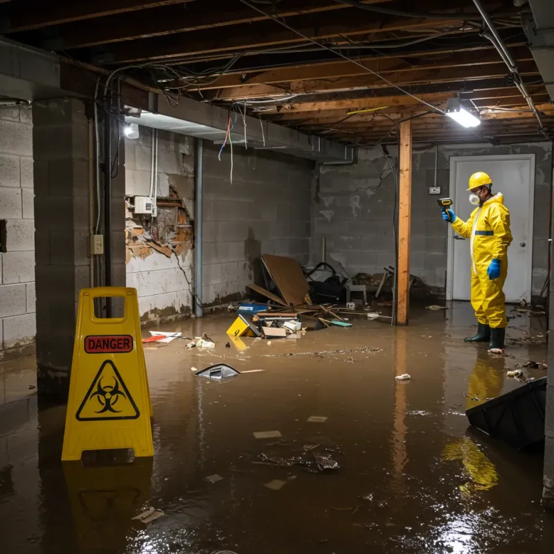 Flooded Basement Electrical Hazard in Oakland City, IN Property